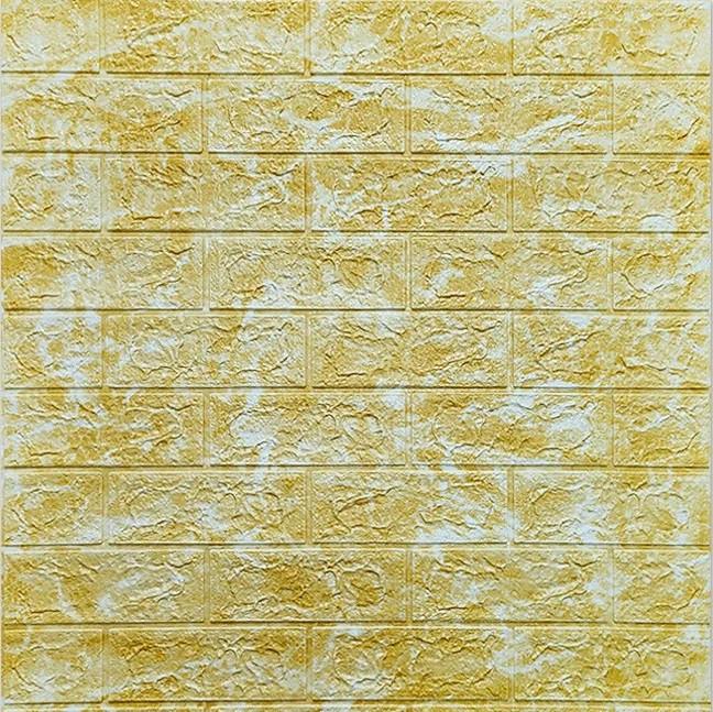 Панель самоклеюча 3D Sticker Wall 700х770х5 мм під цеглу Deep Yellow