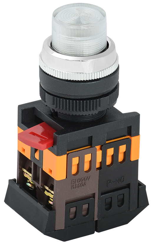 Кнопка управления УЭК ABLFP-22 1NO+1NC с подсветкой 22 мм Прозрачный неон