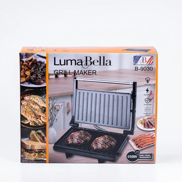 Електрогриль контактний Luma Bella B-9030 з двостороннім нагріванням Чорний (SKBBQ9030) - фото 4