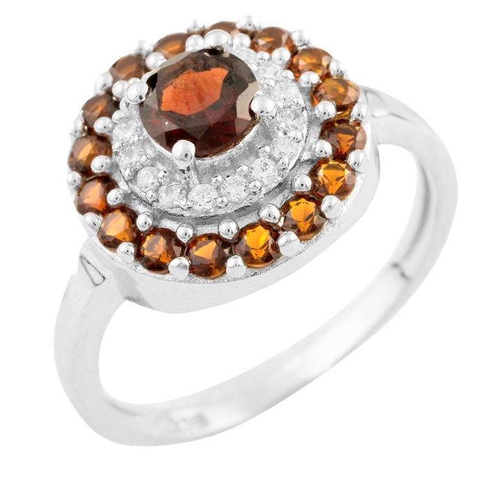 Кольцо серебряное с натуральным гранатом 1,492 ct 3,33 г р. 18 (0927473)