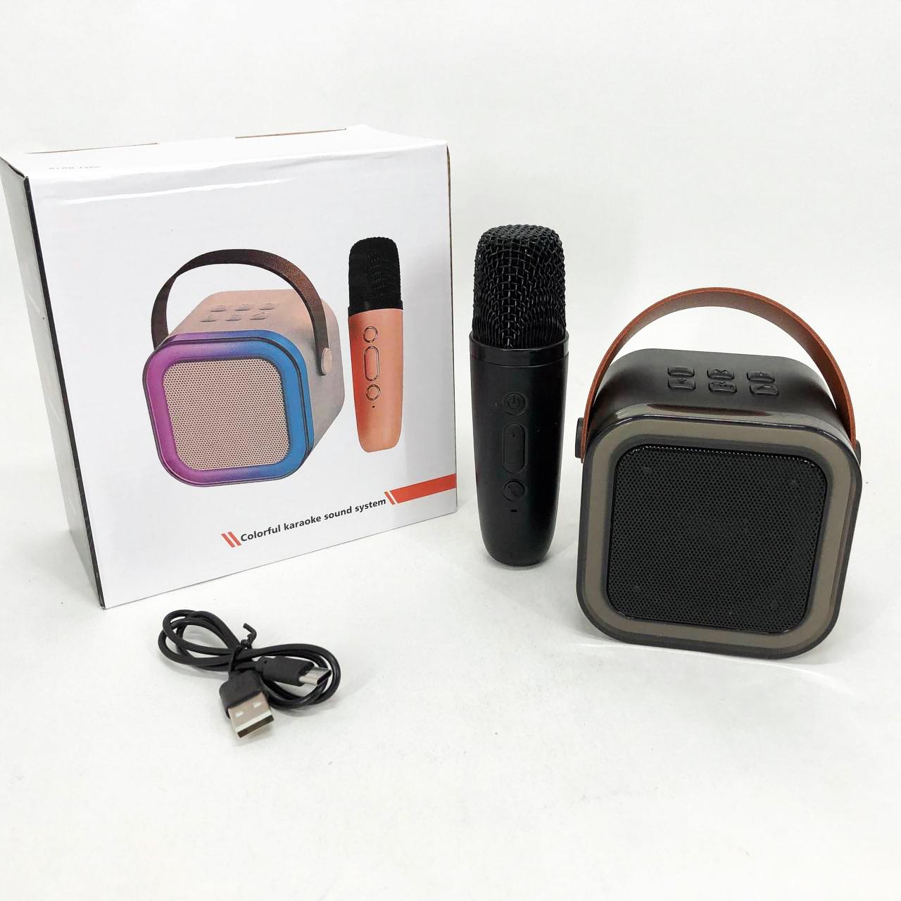 Колонка портативна з караоке мікрофоном та RGB підсвічуванням K12 /10W Bluetooth Чорний - фото 7