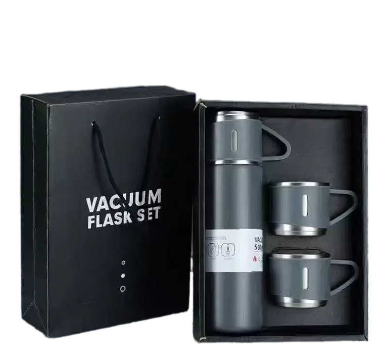 Термос с вакуумной изоляцией с 3 чашками 500 мл Серый