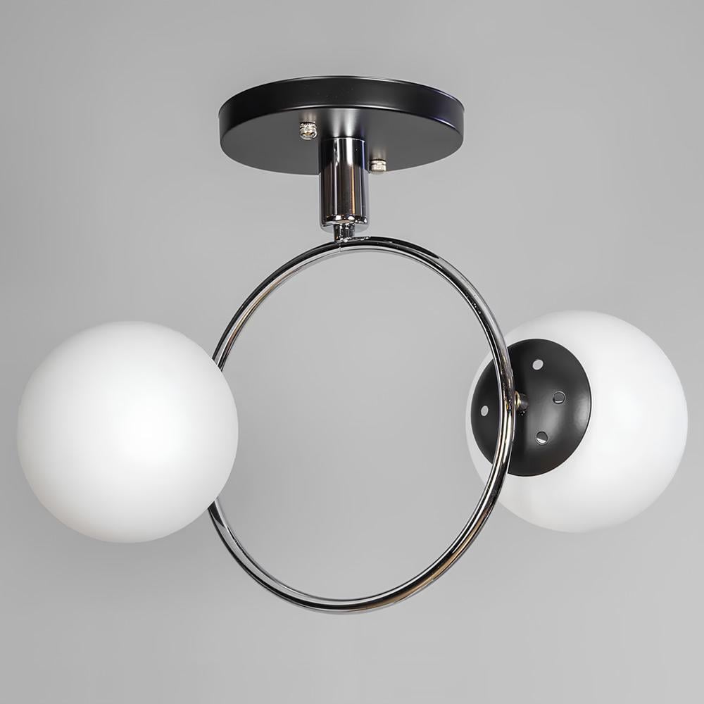 Люстра потолочная Light House SH-20426/2 BK/CR 330х260х300 E27 белые плафоны Черный/Хром