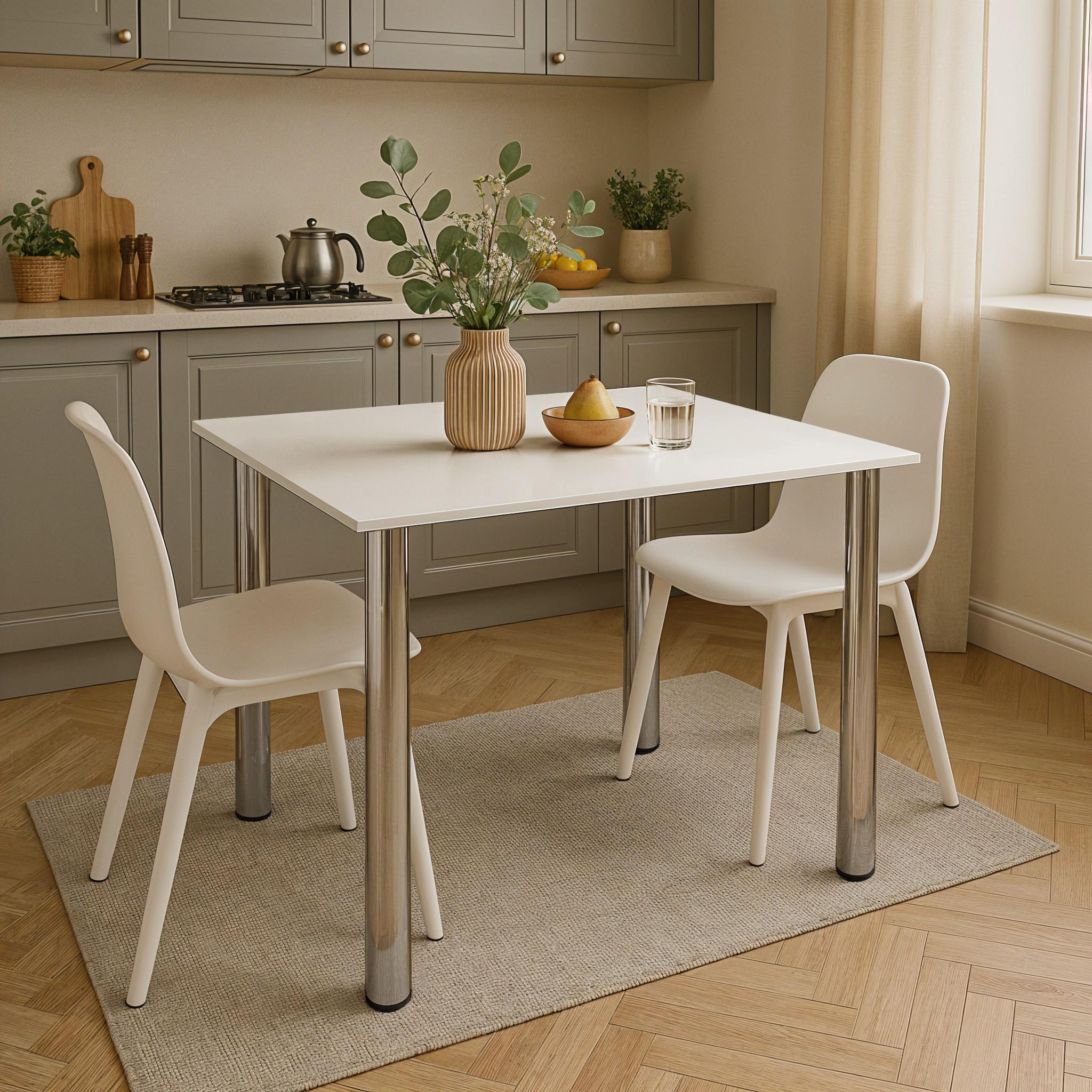 Обідній стіл Optima 1020х690х750 мм Білий/Хром - фото 1