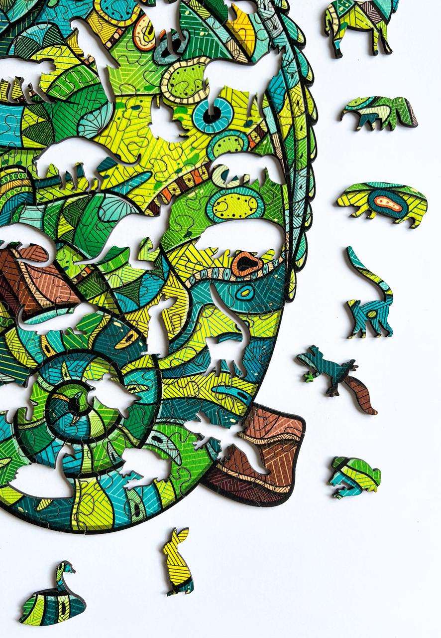 Пазл дерев'яний фігурний THEGRAVIX Серія тварини Хамелеон 450 деталей - фото 6 Пазл дерев'яний фігурний THEGRAVIX Серія тварини Хамелеон 450 деталей - фото 6