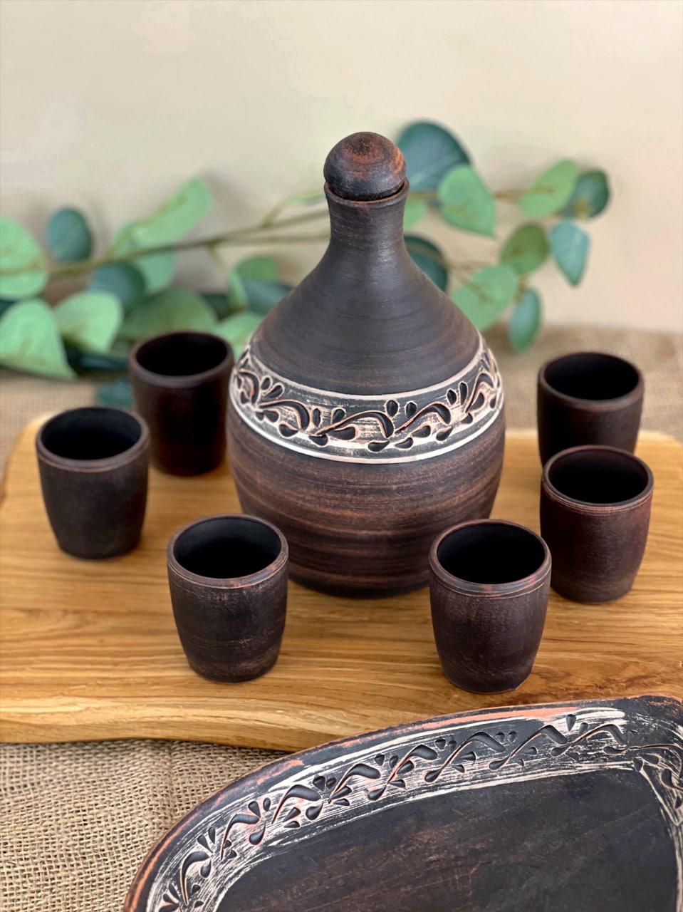 Набір подарунковий керамічного глиняного посуду ангоб (3105-2)