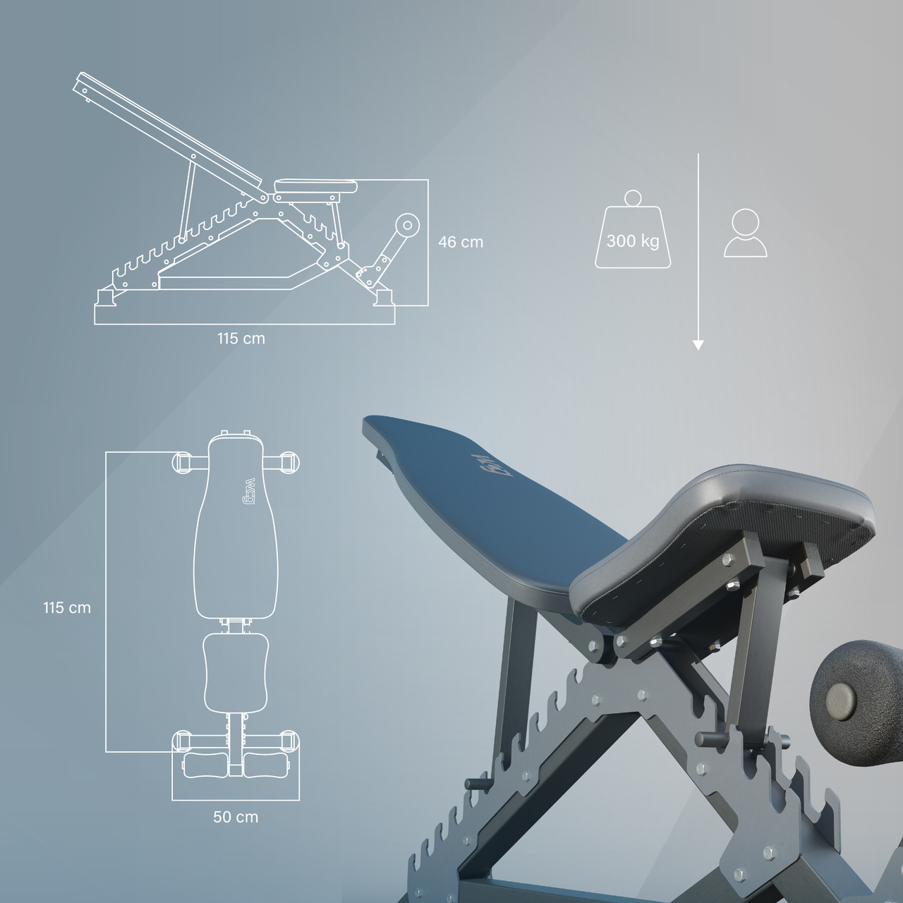Лава для жиму регульована WCG Defender гантелі/качання преса (WDS111-1) - фото 8