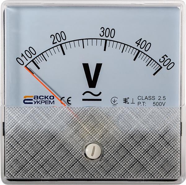 Вольтметр АСКО-УКРЕМ прямого включения А-80 80x80 мм 500 В AC (A0190010058)