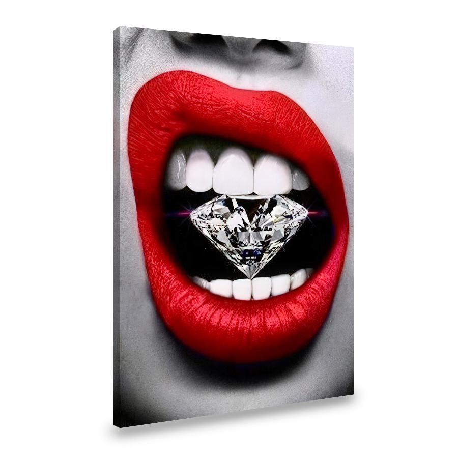 Картина на холсте Диамант и красные губы 80x54 см (259VP_L)