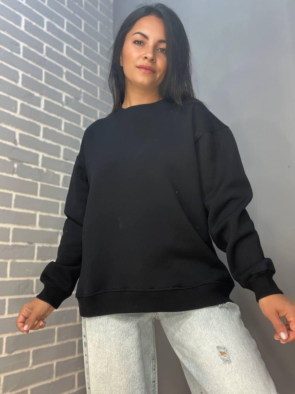 Свитшот женский PEPPER MINT 24-14 базовый простой удлиненный оверсайз S Черный (2863) - фото 1 Свитшот женский PEPPER MINT 24-14 базовый простой удлиненный оверсайз S Черный (2863) - фото 1