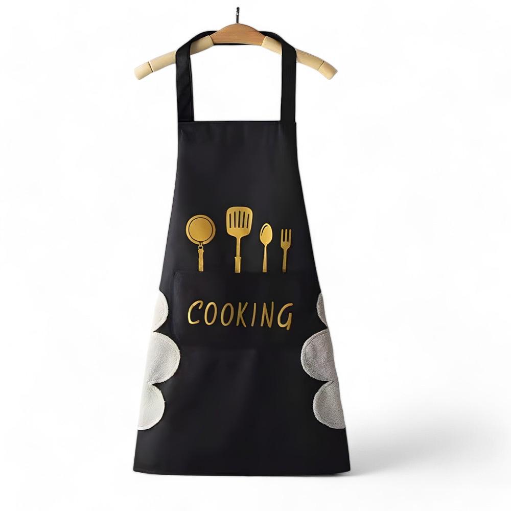 Фартук кухонный водонепроницаемый с кармашком и махровыми вставками 57x70 см Черный