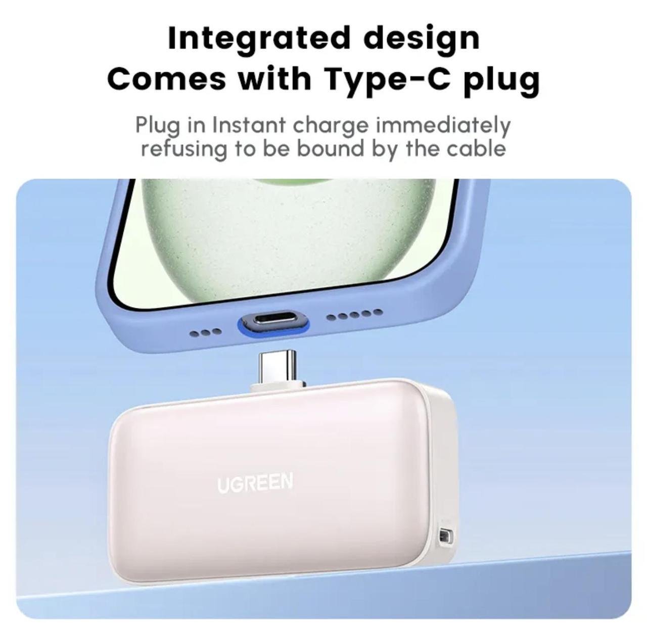 Повербанк UGREEN Nano 5000 mAh Pink (2390696101) - фото 4 Повербанк UGREEN Nano 5000 mAh Pink (2390696101) - фото 4