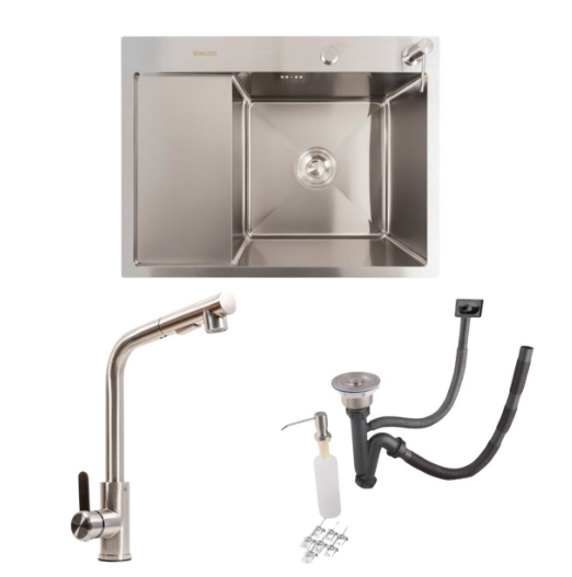 Кухонный комплект Valeso Handmade мойка нержавейка 65x50 см и смеситель FC-1 с выдвижной лейкой (SP000050618)