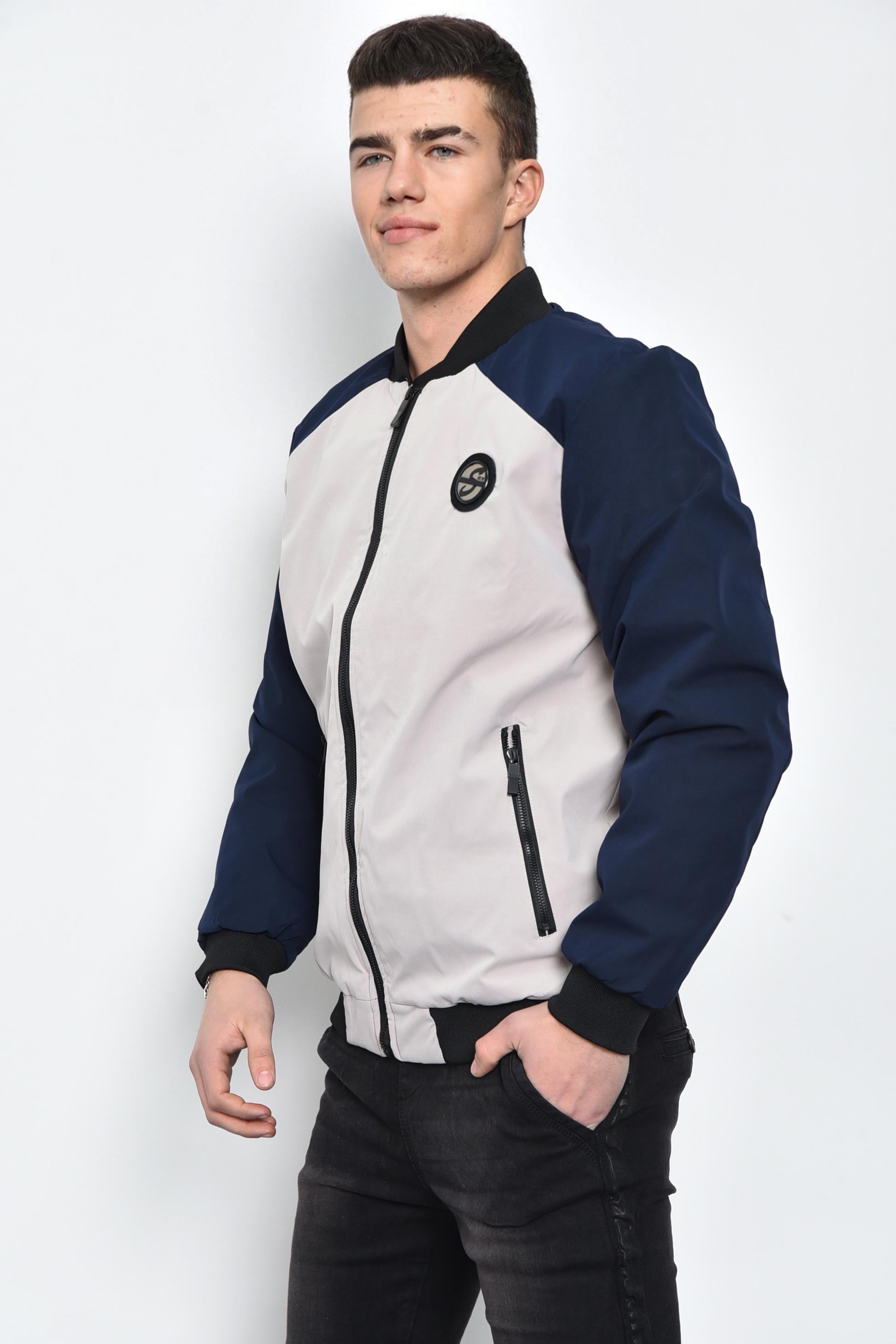 Куртка мужская демисезонная на меху XL Сине-бежевый (169383) - фото 2 Куртка мужская демисезонная на меху XL Сине-бежевый (169383) - фото 2