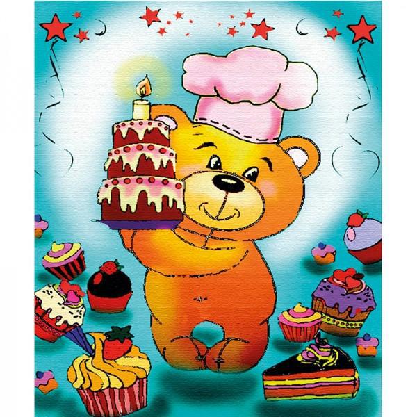Картина по номерам Идейка Мишка сладкоежка 25x30 см (skl-7107-2)