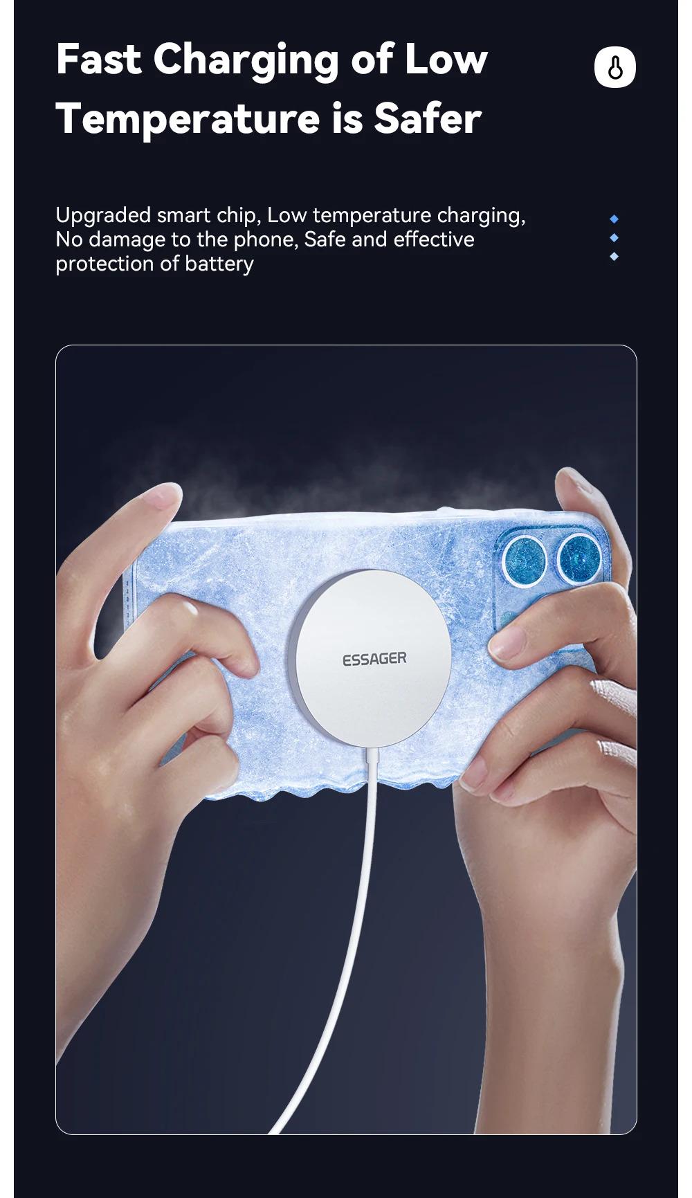 Зарядное устройство беспроводное Essager Qi Magnetic Charger ES-WC07 15W White - фото 7