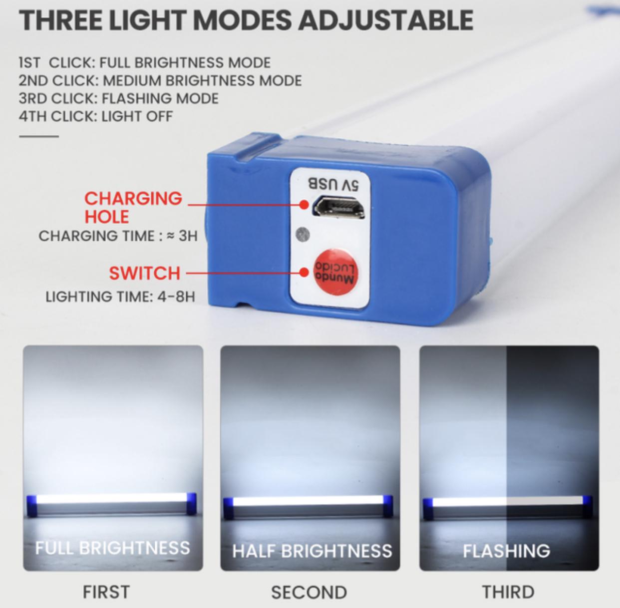 Лампа акумуляторна Emergency light TUBE LED USB 32 см 60 W 2400 mah - фото 4