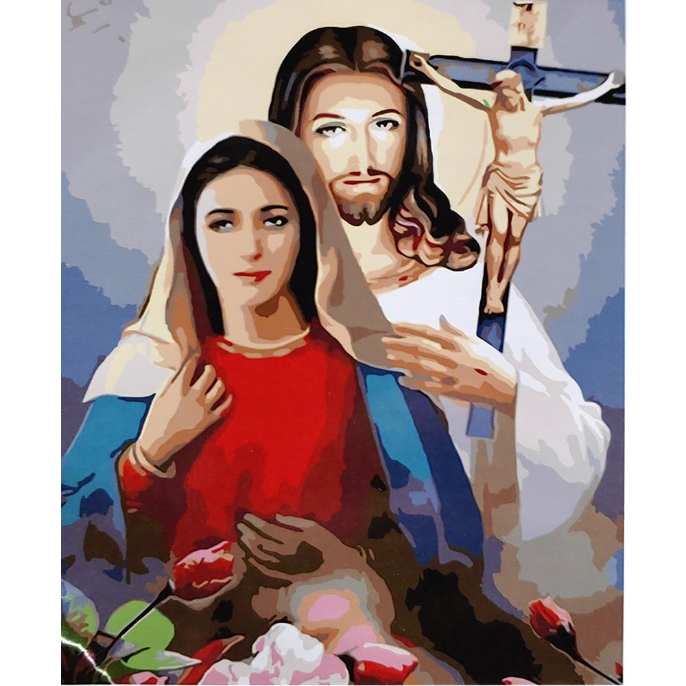 Картина по номерам Strateg Премиум Пара Святых с лаком 40х50 см (SY6657)