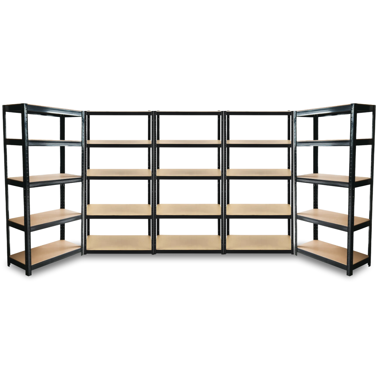 Стеллаж металлический 5 секции 25 полок МДФ до 175 кг на полку 180х450х40 см Черный (1573345651)