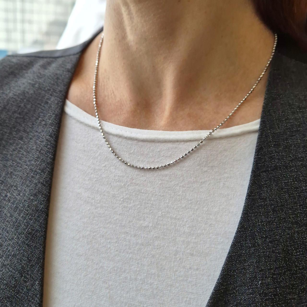 Ланцюжок із кульками срібло 925 проби родоване 4,07 г 50 см (plqd180rod) - фото 8