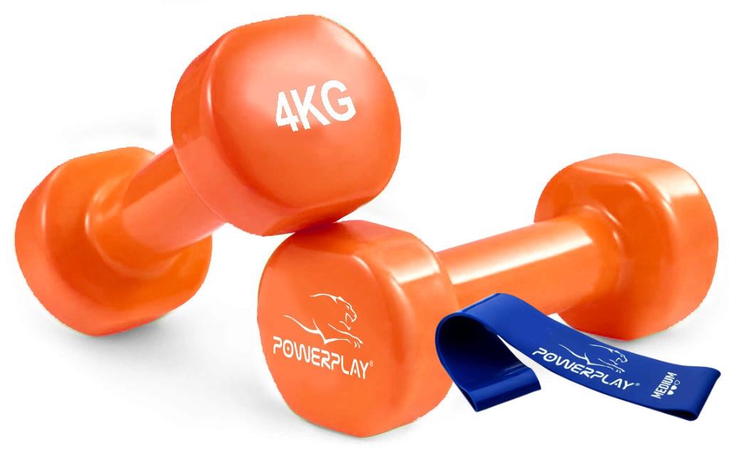 Гантели виниловые PowerPlay 4125 Achilles 4 кг 2 шт. Оранжевый (2616423693)