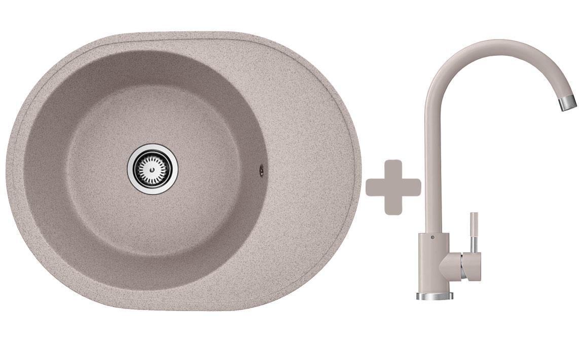 Мийка для кухні Stella Kamelia гранітна з краном Авена