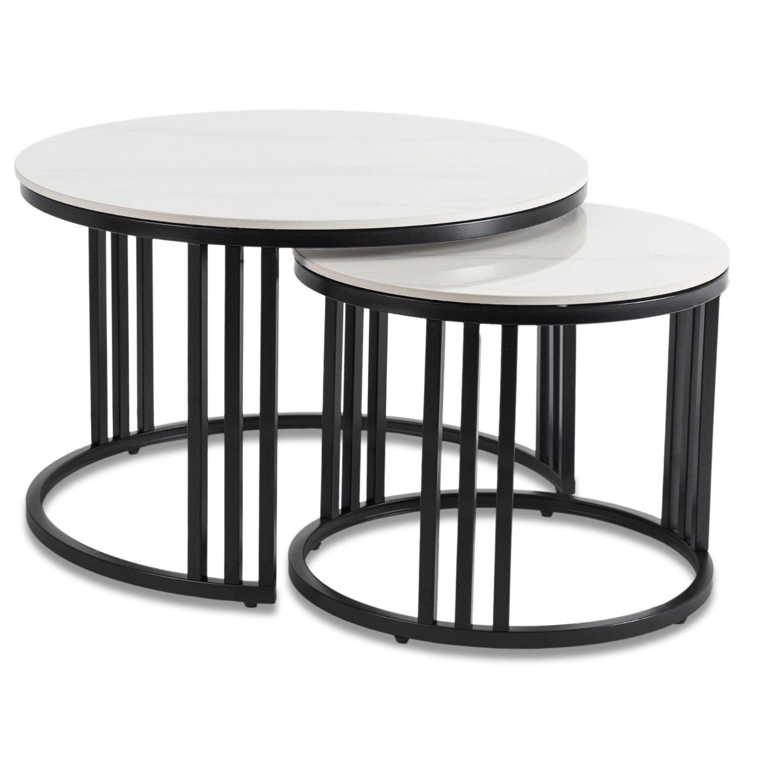 Комплект журнальних столів Mebel Elite JERRY Marmur 2 шт. Білий (ME.JERRY/B/PL/CZ/L)
