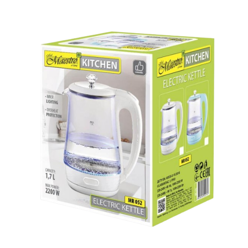 Електрочайник Maestro MR-052-BLUE дисковий скло 1850-2200W 1,7 л Блакитний - фото 2