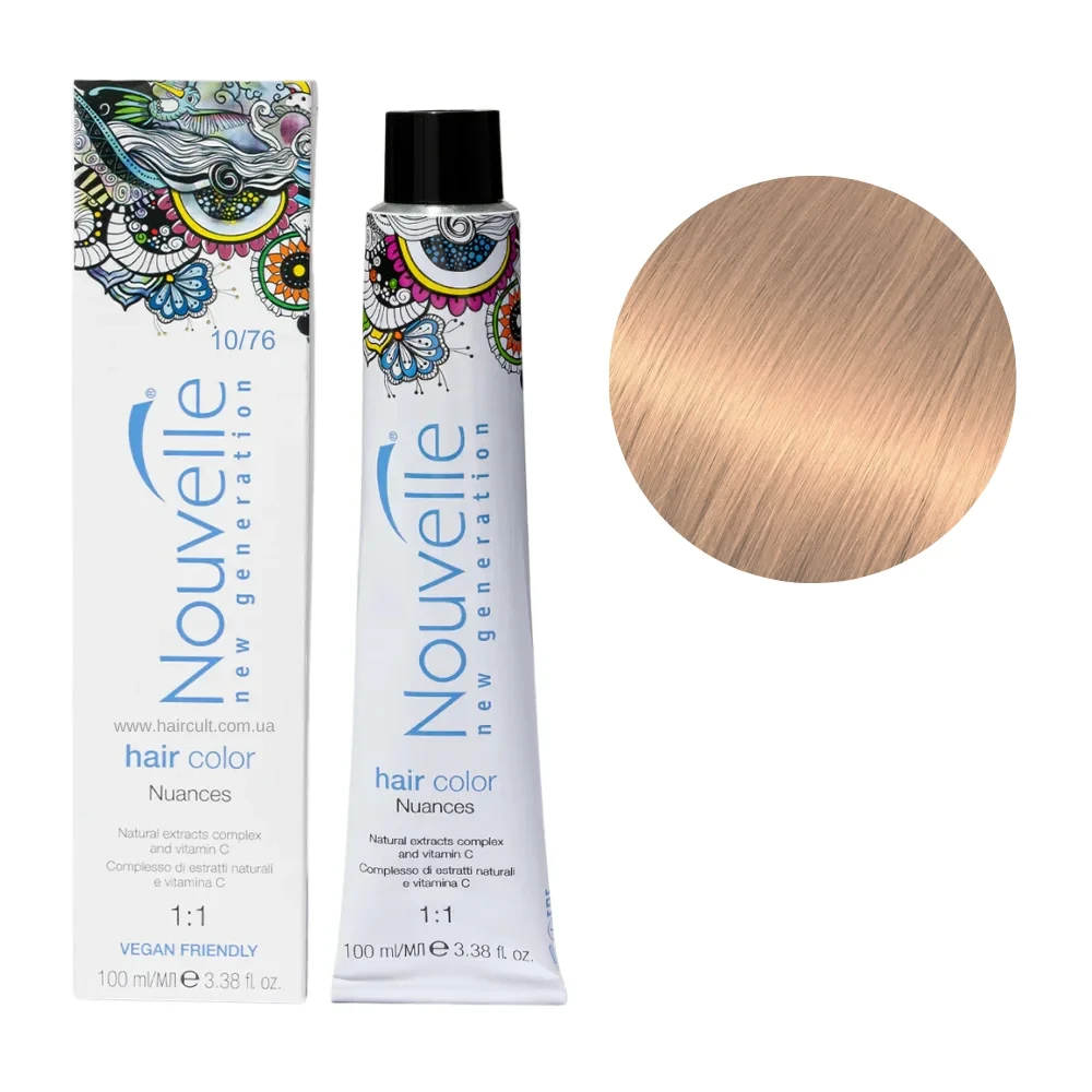 Краска для волос Nouvelle Hair Color 10/76 Платиновый коричнево-красный блондин 100 мл Краска для волос Nouvelle Hair Color 10/76 Платиновый коричнево-красный блондин 100 мл