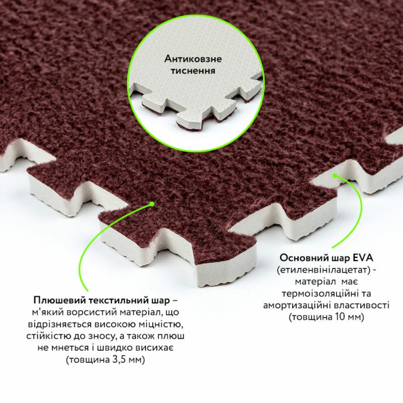 Коврик-пазл плюшевый Sticker Wall SW-00002082 30х30х1 см Коричневый (27050787) - фото 5 Коврик-пазл плюшевый Sticker Wall SW-00002082 30х30х1 см Коричневый (27050787) - фото 5