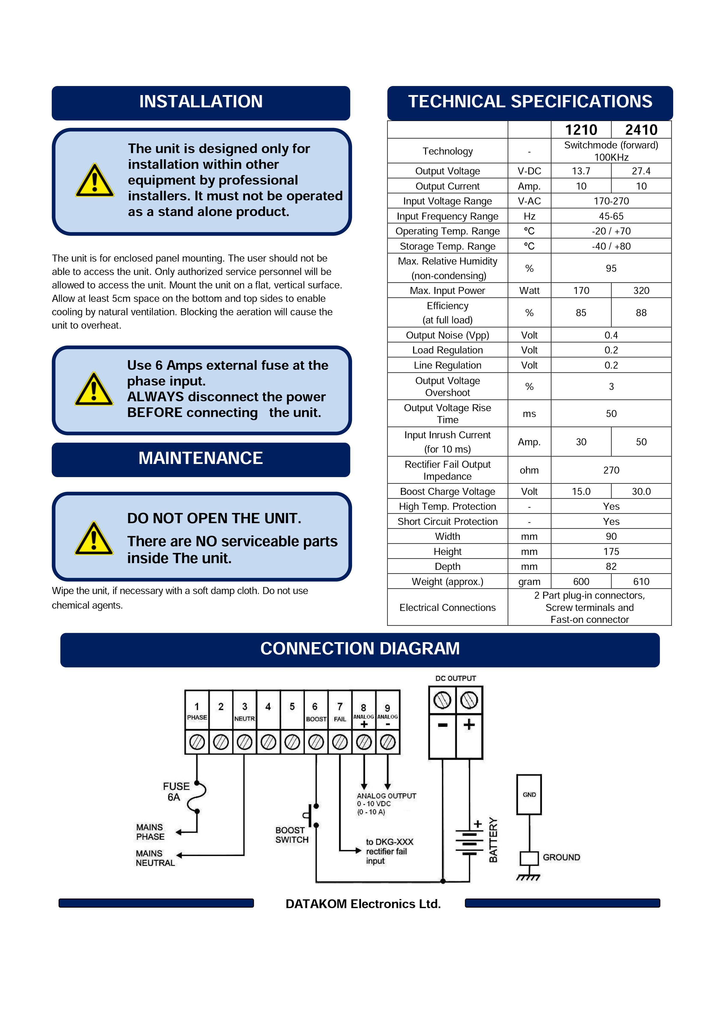 Зарядний пристрій акумулятора DATAKOM SMPS-1210-FORWARD 12 В 10 A - фото 5