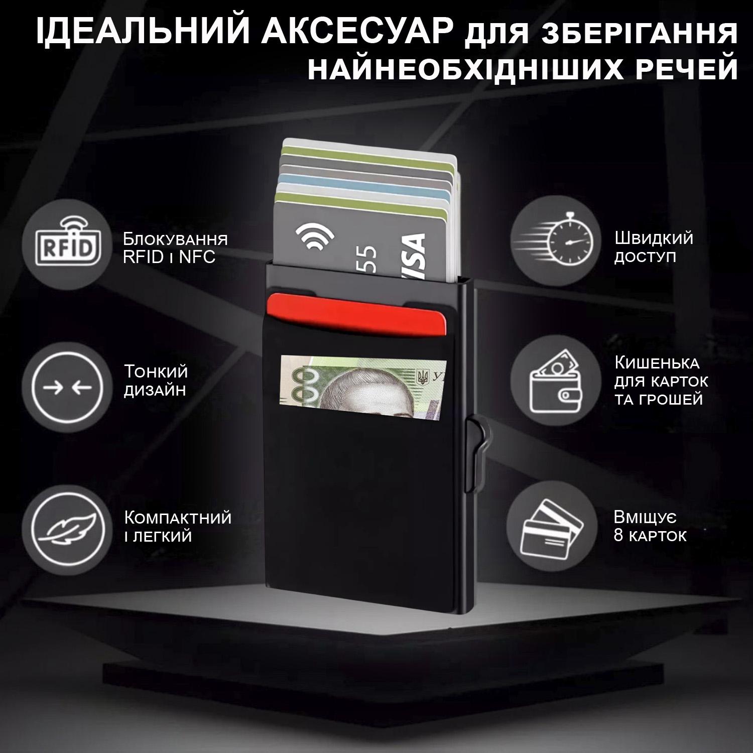 Картхолдер GDragon Home с RFID защитой алюминиевый Черный (125_4_0_1) - фото 6