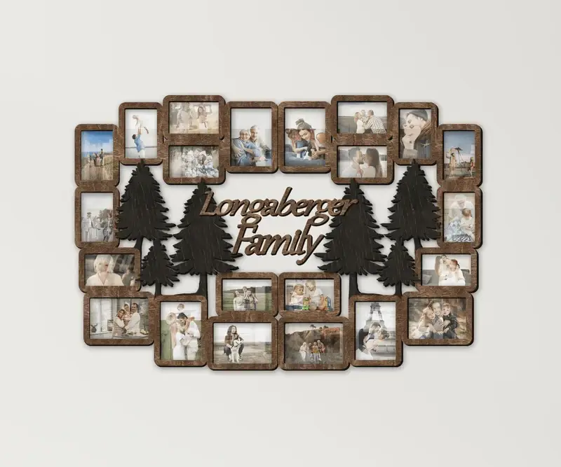 Фоторамка-коллаж с лесом для семейных фото Темно-коричневый (tree_pine_xl_collage-5) - фото 1