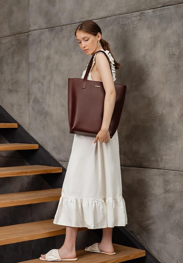 Жіноча сумка-шопер шкіряна D.D. Бордовий (A-026326)