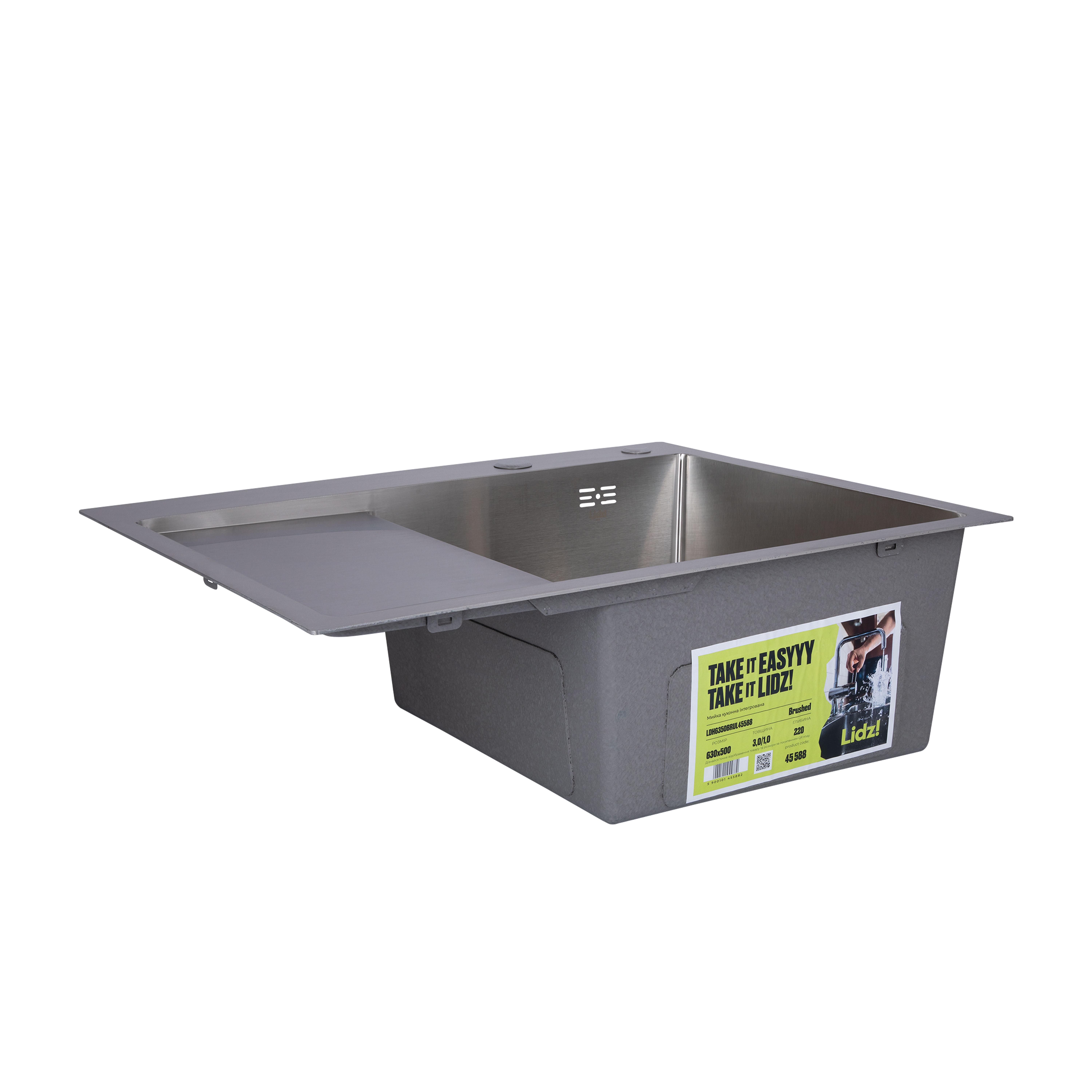 Мийка для кухні інтегрована Lidz Handmade H6350L Brushed Steel крило ліворуч з дозатором 3/1 мм (31022609) - фото 2 Мийка для кухні інтегрована Lidz Handmade H6350L Brushed Steel крило ліворуч з дозатором 3/1 мм (31022609) - фото 2