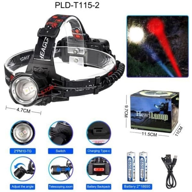 Ліхтар налобний PLD-T115-2PM10-TG White/Red (tf5360) - фото 2 Ліхтар налобний PLD-T115-2PM10-TG White/Red (tf5360) - фото 2