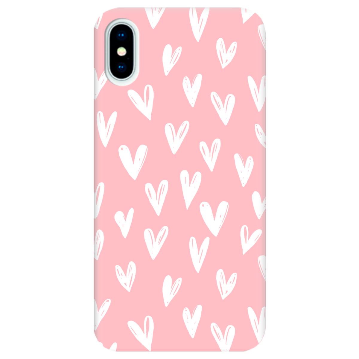 Силиконовый чехол Zorrov для Apple iPhone X - White hearts (10270070263117709)