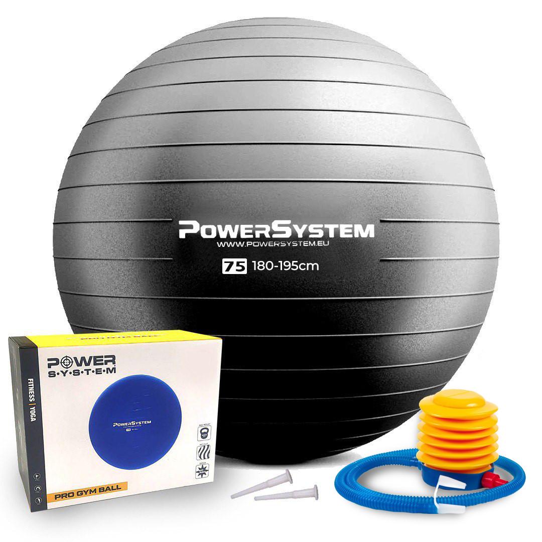 М'яч для фітнесу Power System PS-4013 PRO Gymball Ø 75 см Black (15313055) - фото 1