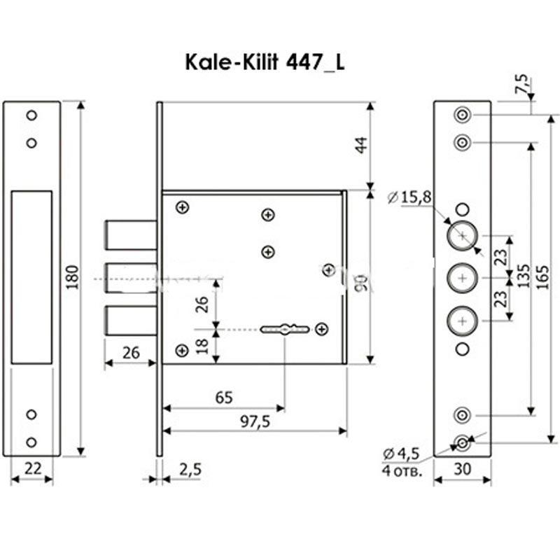 Замок сувальдний Kale Kilit 447/L 5 ключів без планки - фото 2