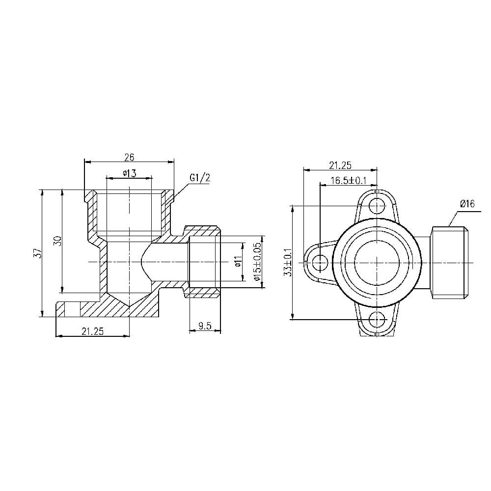 Куточок обтискний настінний SD Forte 16х1/2" ВР (SF179W1615) - фото 2