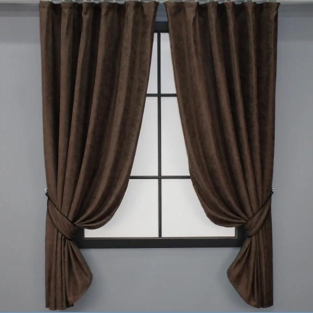 Шторы Diamont микровелюр 1,3х1,7 м 2 шт. Коричневый (1095ш)