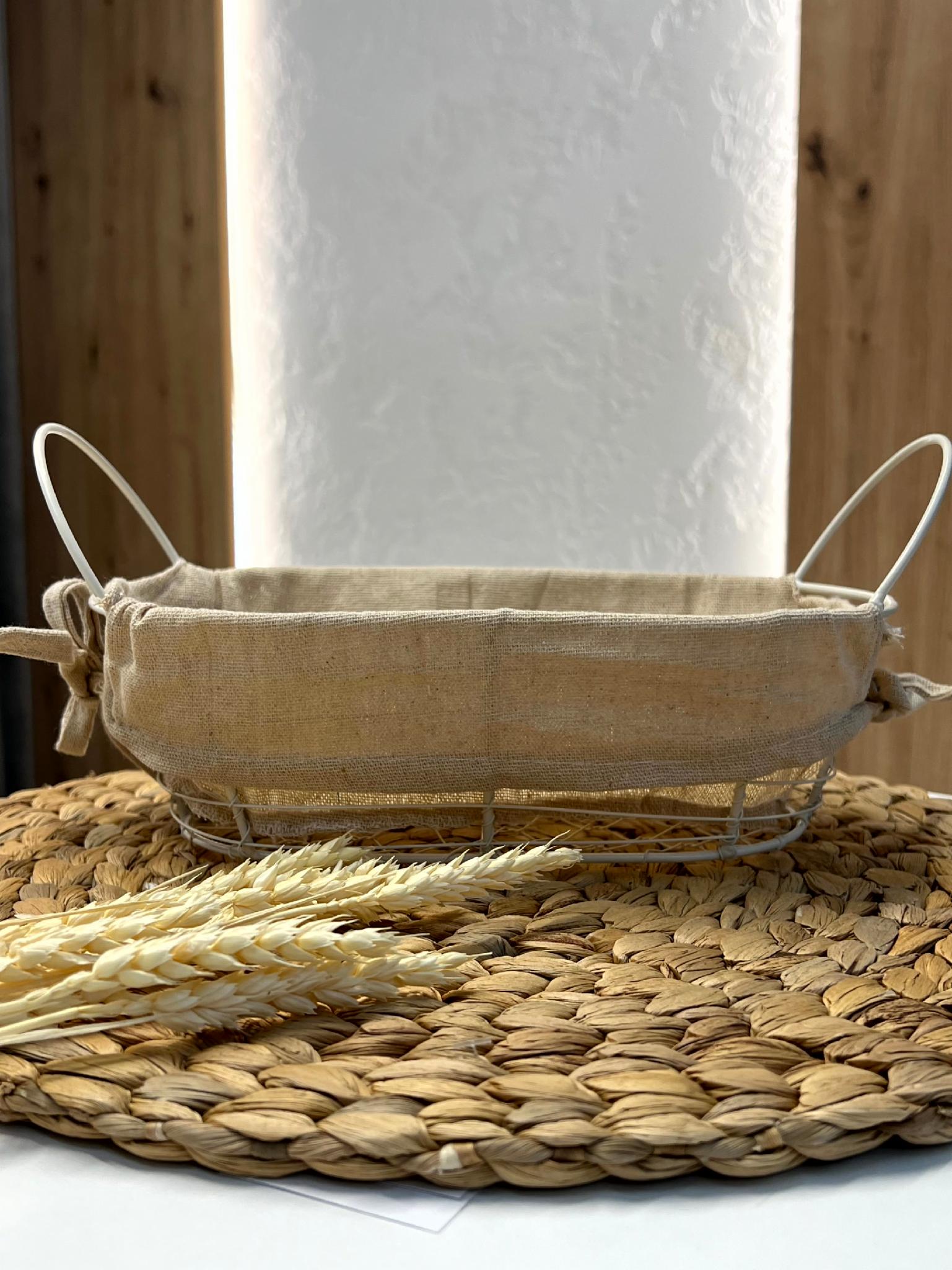 Хлебница металлическая с текстильной накладкой 25х15х12,5 см Белый (25410934)