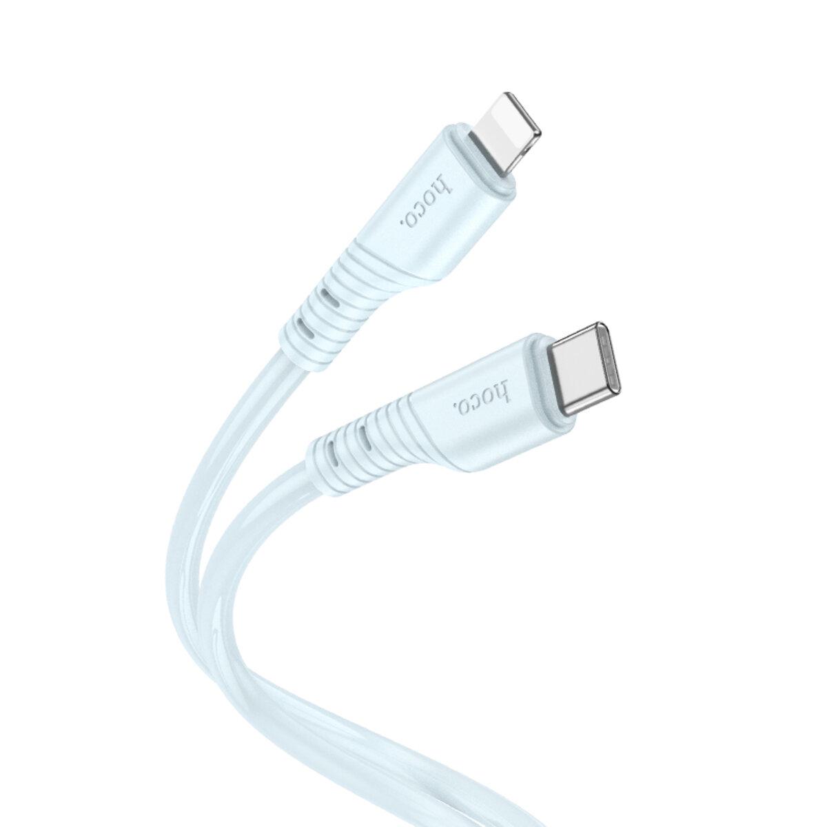 Кабель Hoco X97 Crystal Color PD Silicone Type-C to Lightning 2,4A 1 м 20W Light Blue