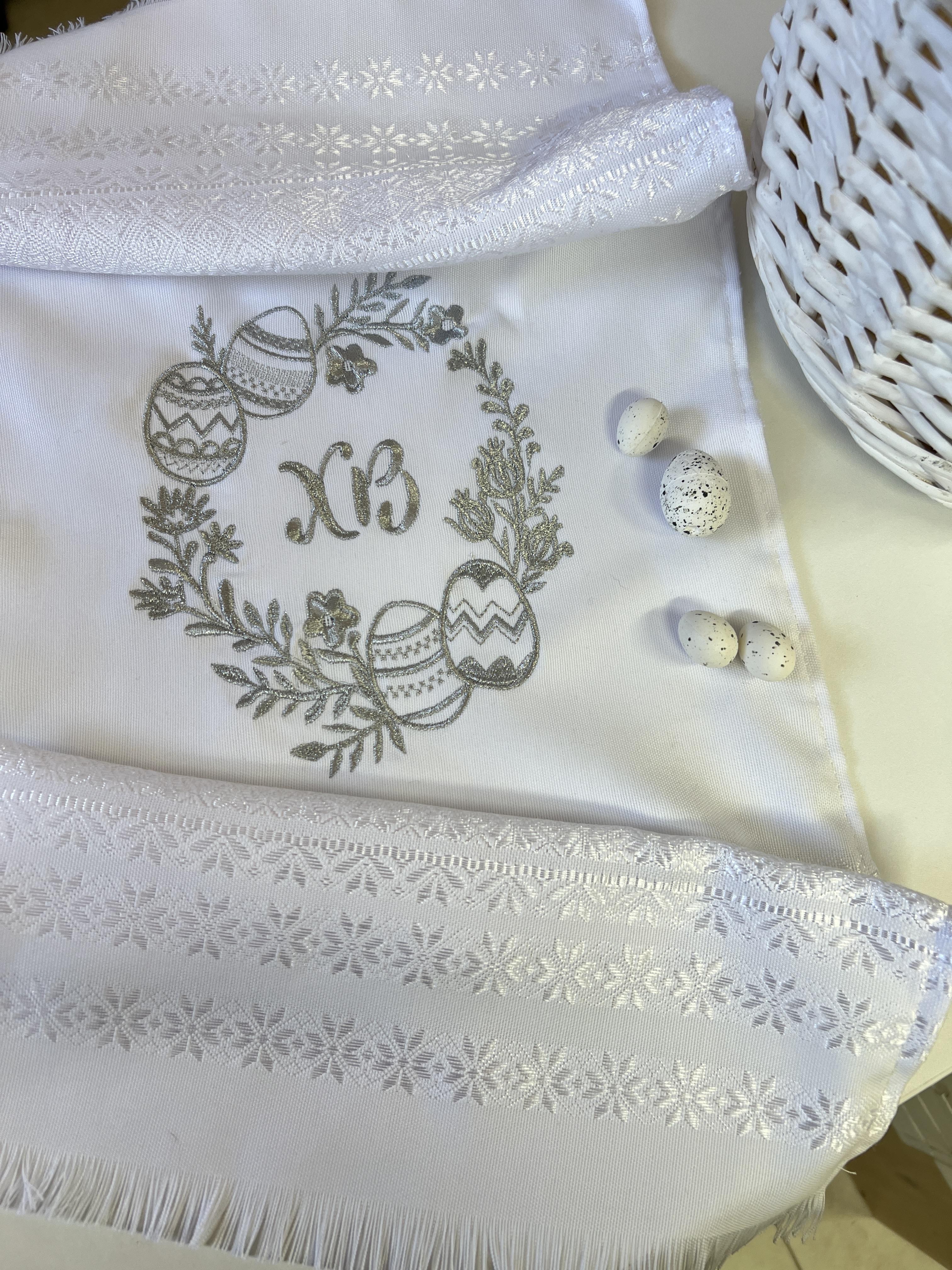 Салфетка Пасханая на корзину 30х70 см Белый