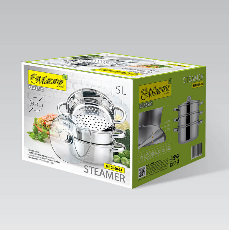 Пароварка трехуровневая Maestro из нержавейки 5 л (MR-2900-24) - фото 5 Пароварка трехуровневая Maestro из нержавейки 5 л (MR-2900-24) - фото 5