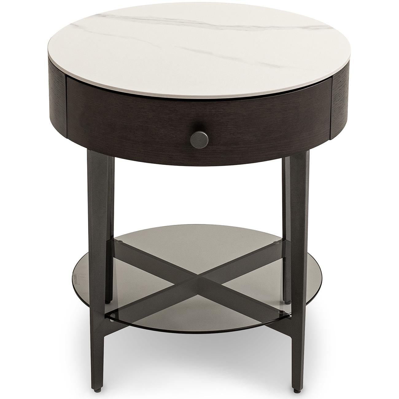 Кофейный столик York с ящиком 45 см Smoky oak and white black base (16042)