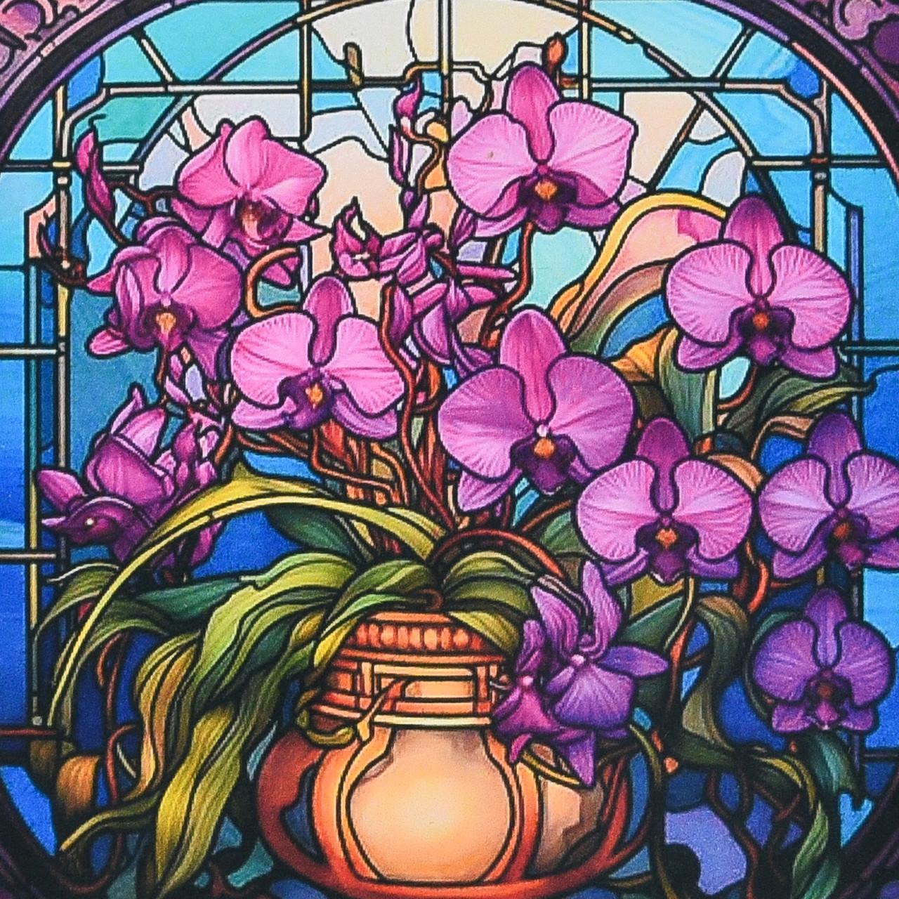 Алмазна мозаїка на підрамнику Strateg DEEX16293 Магія орхідей 30х30 см