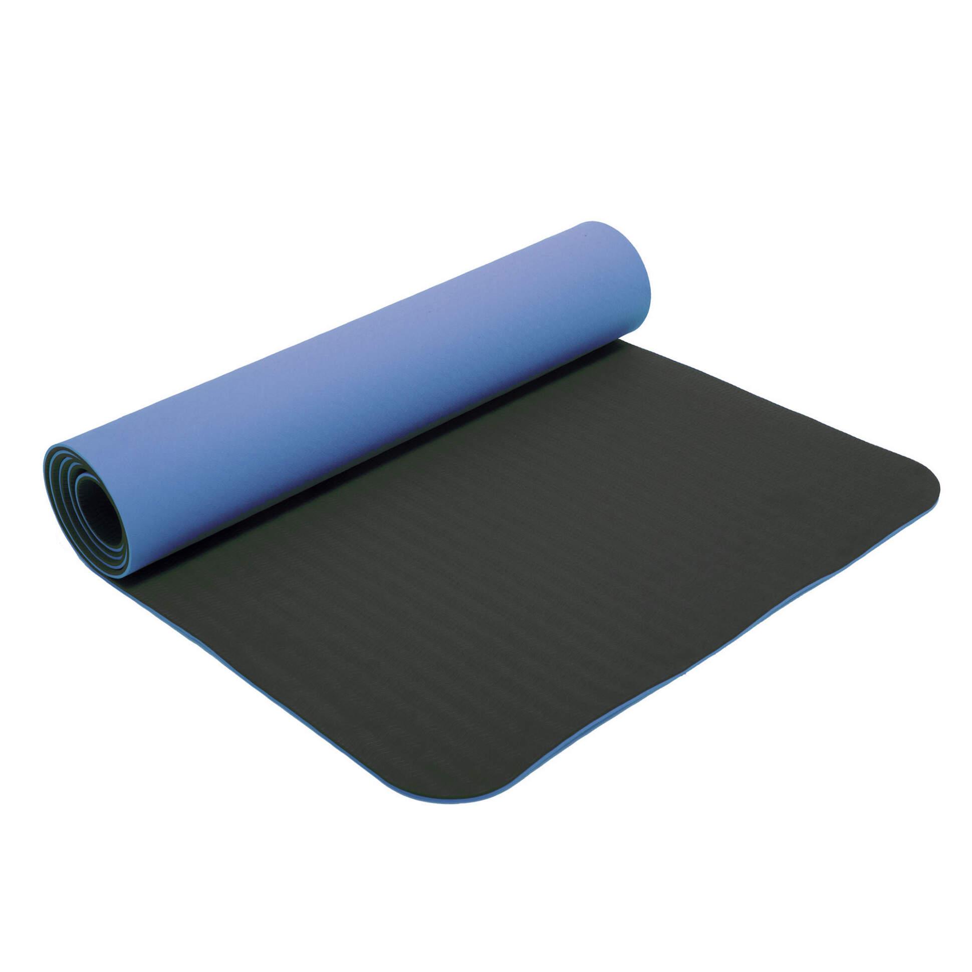 Килимок для фітнесу та йоги Yoga Mat ZEL FI-3046 2x-шаровий Темно-синій/Сірий - фото 1