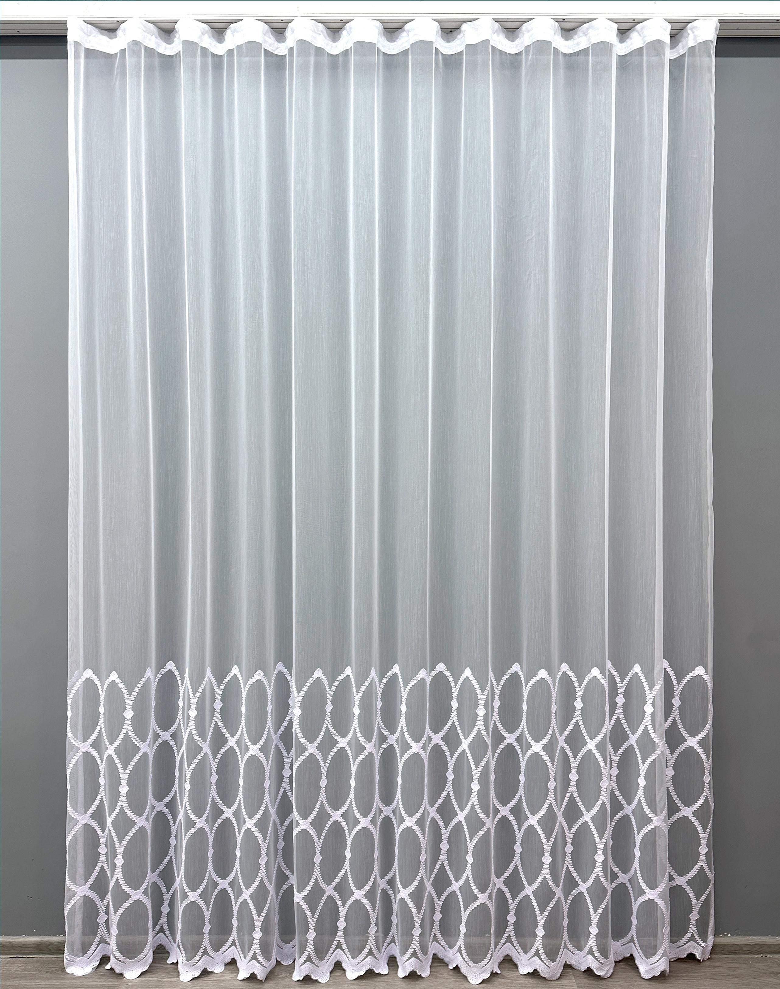 Тюль VR-Textil 1624т Бамбук с вышивкой 300х270 см Белый холодный (42-0587)