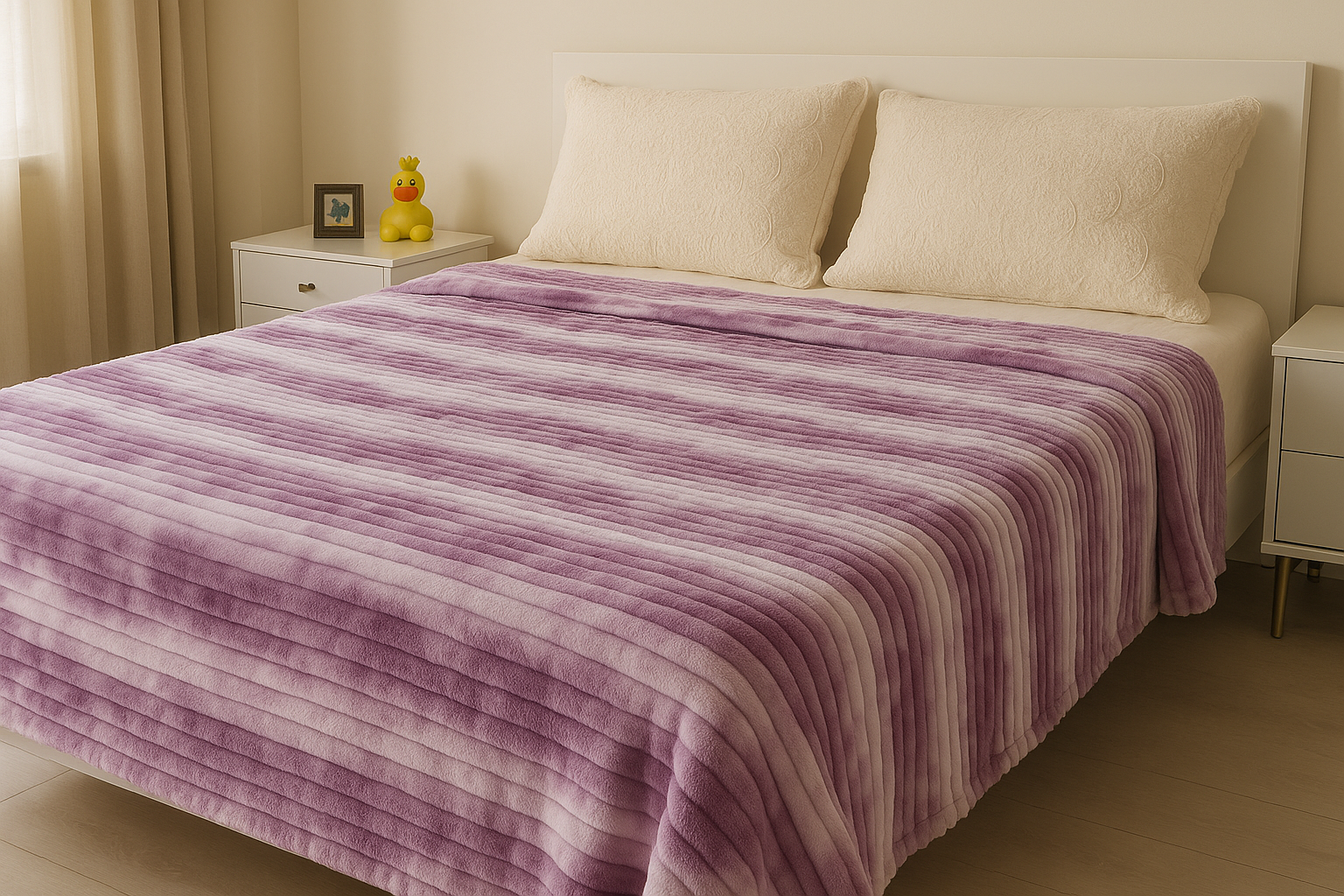 Плед флисовый полуторный Волна 160х210 см Фиолетово-бежевый (F-1-106-80/purple) - фото 3